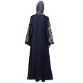 A-line party wear abaya with Resham embroidery work- Navy Blue